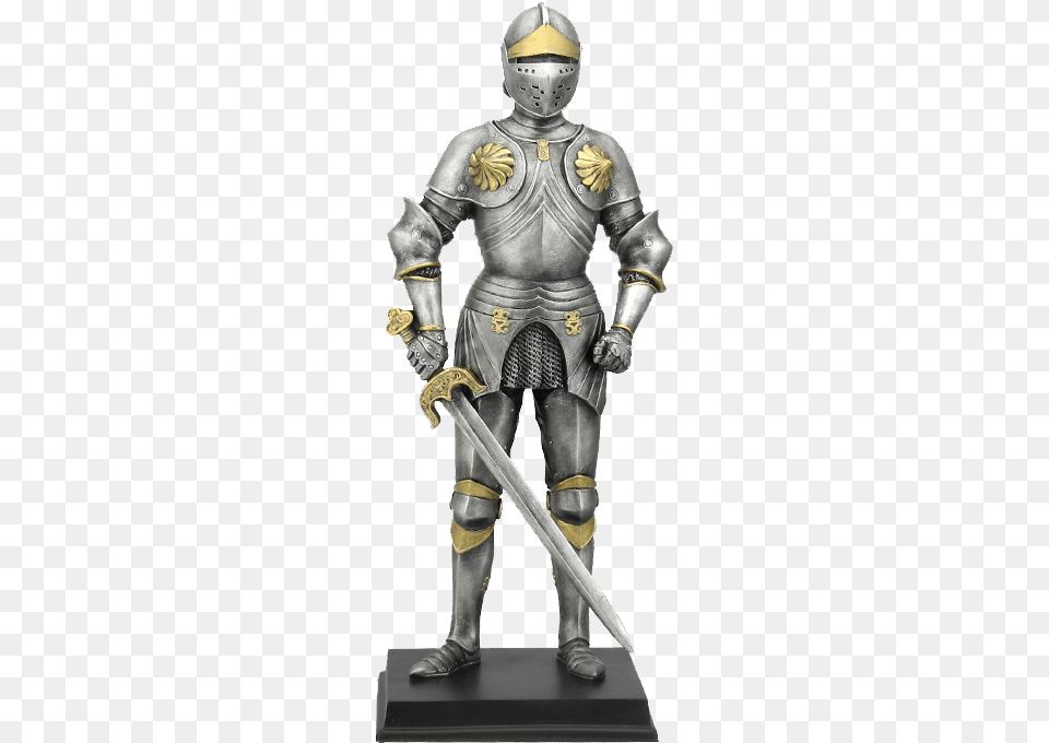 Medieval Armor With Sword And Large Besagews Knight Holding Sword, Adult, Male, Man, Person Free Png Download