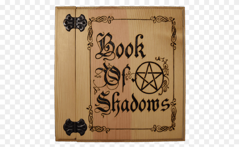 Medieval Book Of Shadows Book Of Shadows Front Page, Calligraphy, Handwriting, Text, Wood Free Png Download