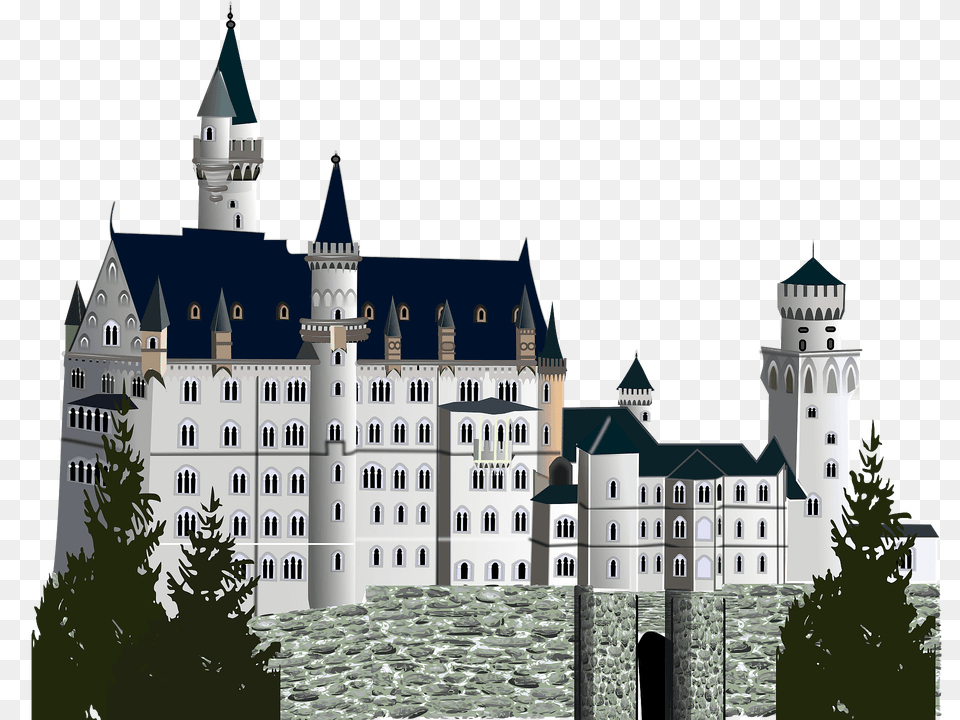 Medieval Castle Detailed Version Clipart, Architecture, Building, Fortress, Landmark Png Image