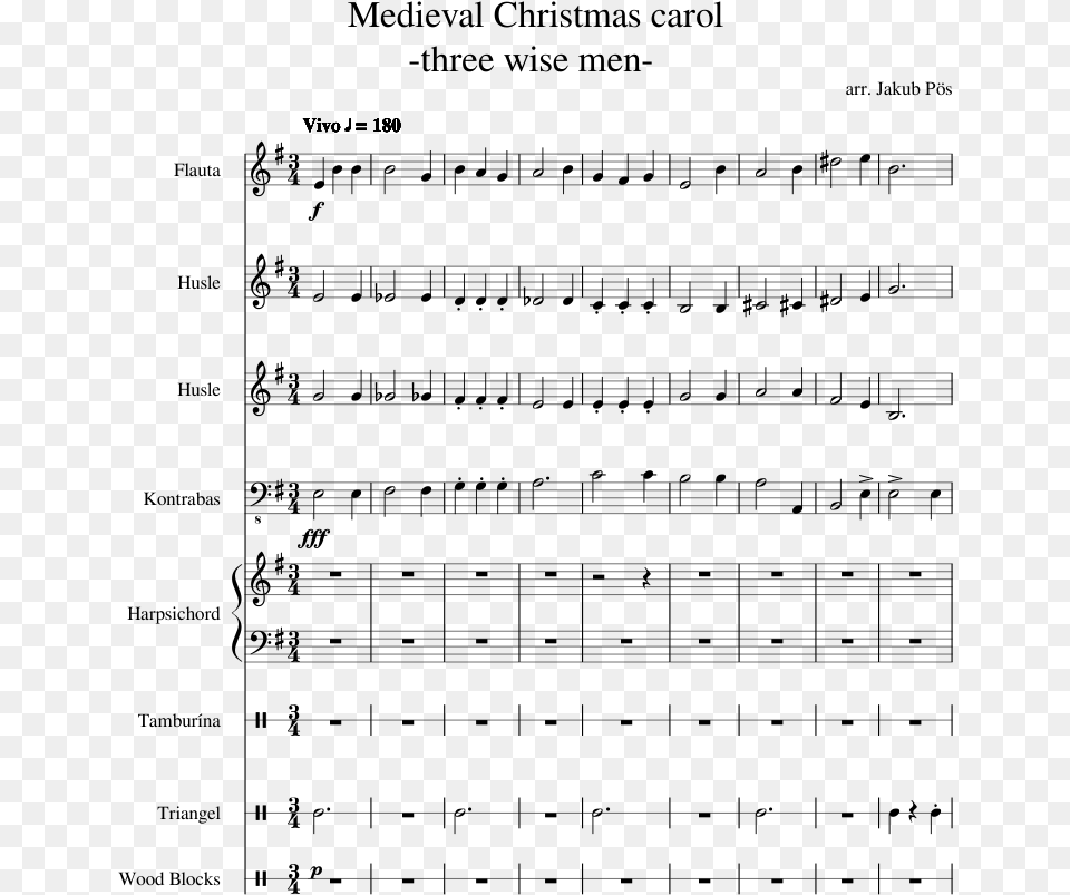 Medieval Christmas Carol Three Wise Men Sheet Music Sheet Music, Gray Free Png Download