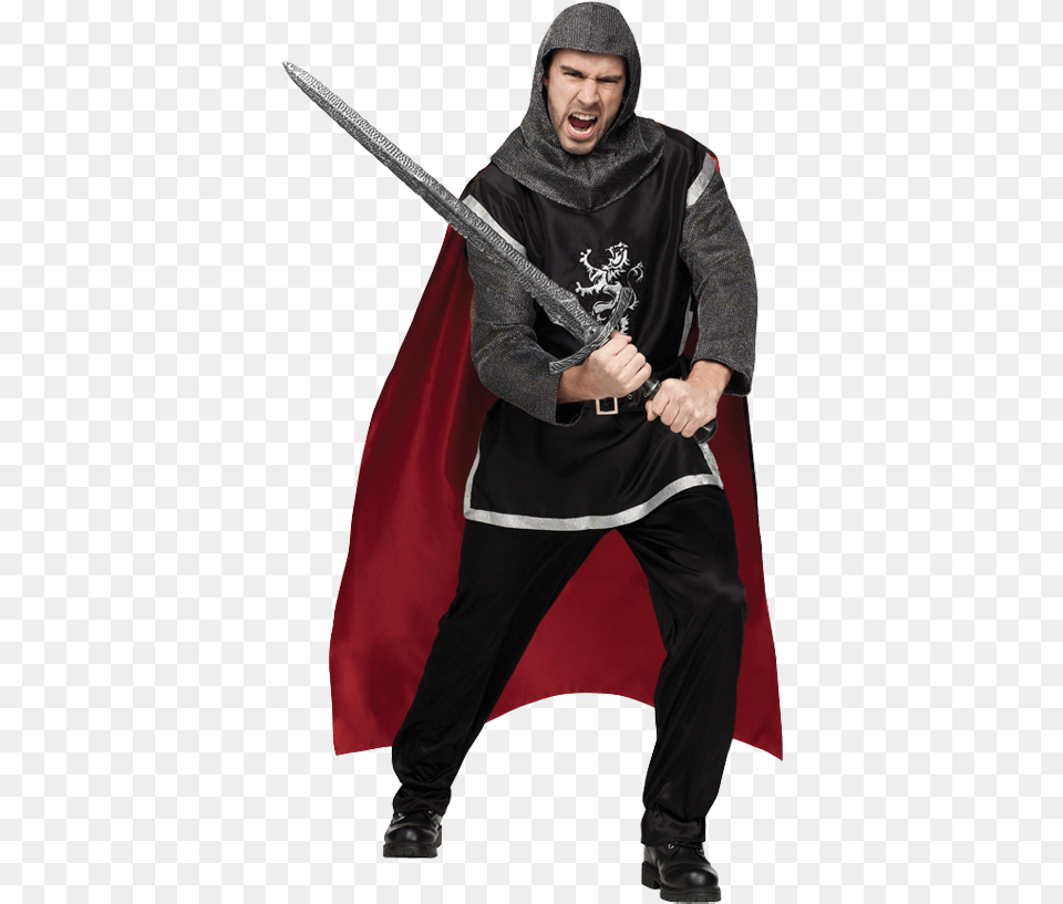 Medieval Dark Knight Mens Costume Medieval Costume Mens, Weapon, Sword, Person, Man Png Image