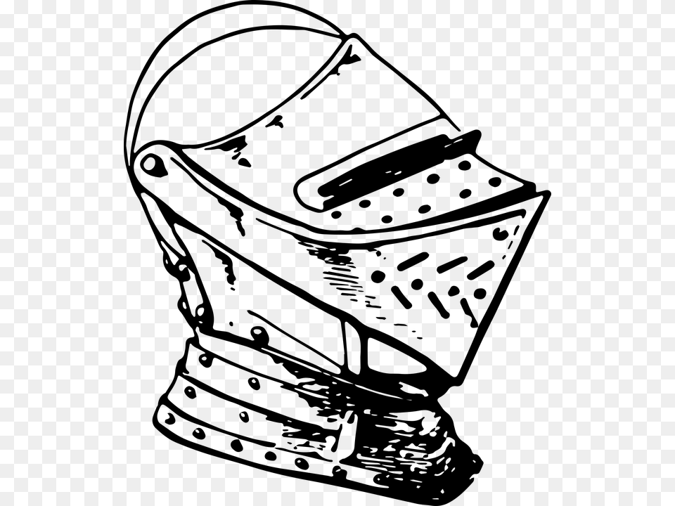 Medieval Helmet Armor Plated Knight War Fight Line Art, Gray Free Png Download