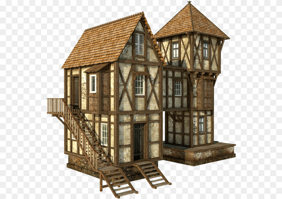 Medieval House 1c Medieval House Transparent Background, Architecture, Staircase, Housing, Building Png