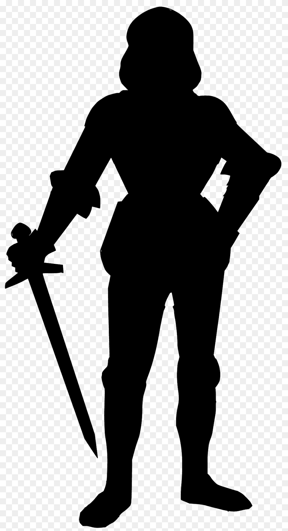 Medieval Knight In Armor Silhouette, Adult, Male, Man, Person Free Transparent Png
