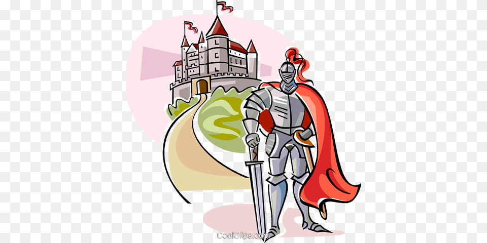 Medieval Knight With Castle Royalty Vector Clip Art, Book, Comics, Publication, Person Free Transparent Png