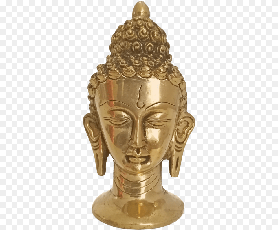 Meditating Brass Buddha Face Statue 6 X 3 Inch Vgo Bronze Sculpture, Art, Prayer, Treasure Free Png Download