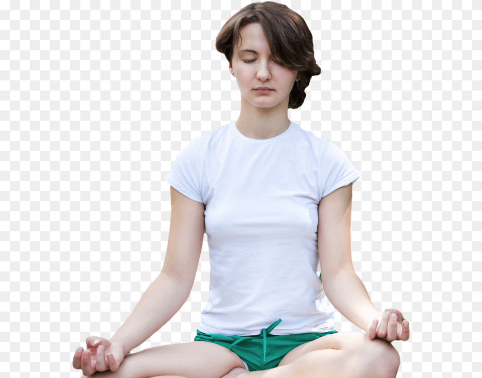 Meditation Girl Sitting, Adult, Woman, Clothing, T-shirt Png
