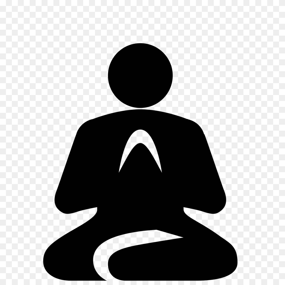 Meditation Icon, Gray Png