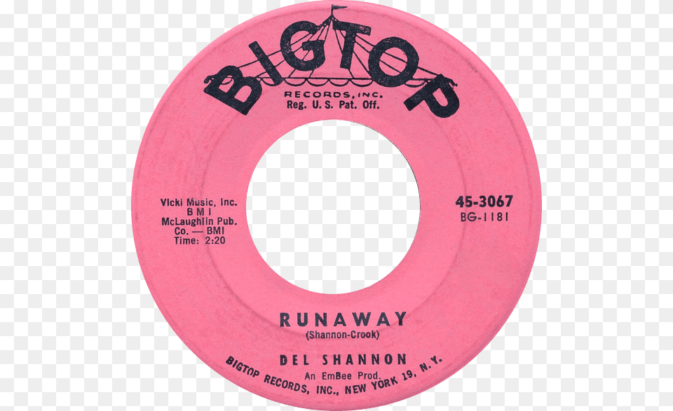 Medium 45 1961 Delshannon Runaway 600 Circle, Text, Frisbee, Toy, Disk Png