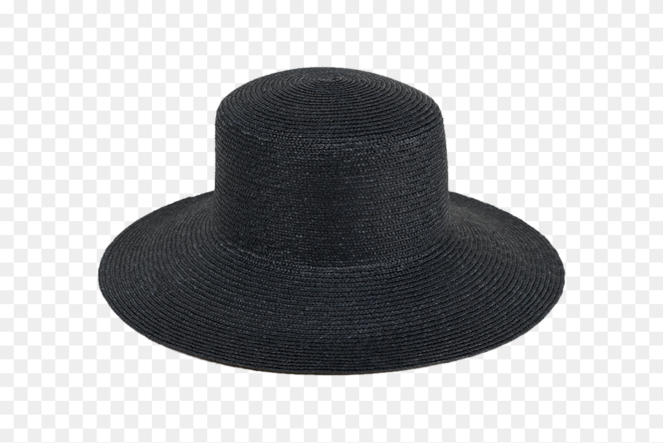Medium Brim Flat Top Hat In Black Straw, Clothing, Sun Hat Free Transparent Png