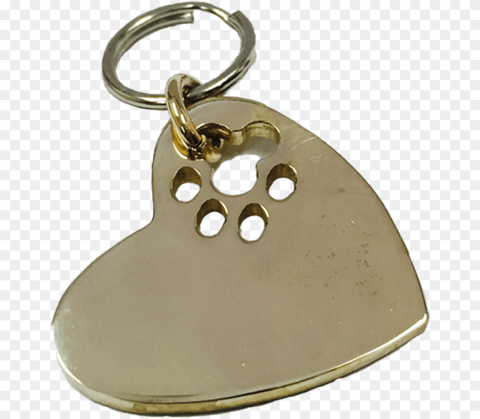 Medium Bronze Heart Cut Out Paw Tag Keychain, Accessories, Guitar, Musical Instrument, Jewelry Free Png Download