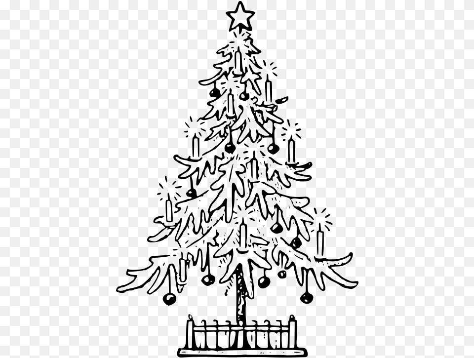 Medium Christmas Tree Outline, Gray Png