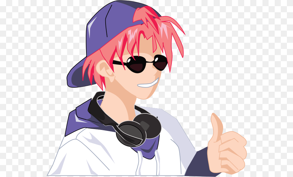 Medium Anime Boy With Sunglasses, Hand, Body Part, Person, Finger Png Image