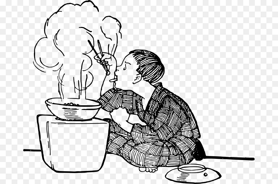 Medium Image Boy Eating Drawing, Gray Free Png Download