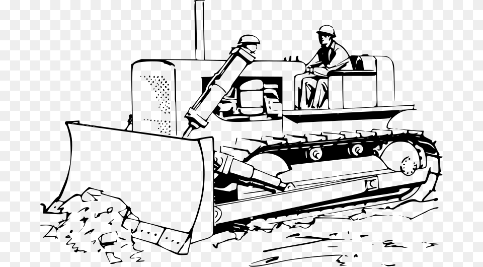 Medium Image Bulldozer In Black And White, Gray Free Png Download