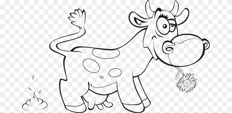 Medium Image Outline Cartoon Cow, Art, Silhouette Free Png