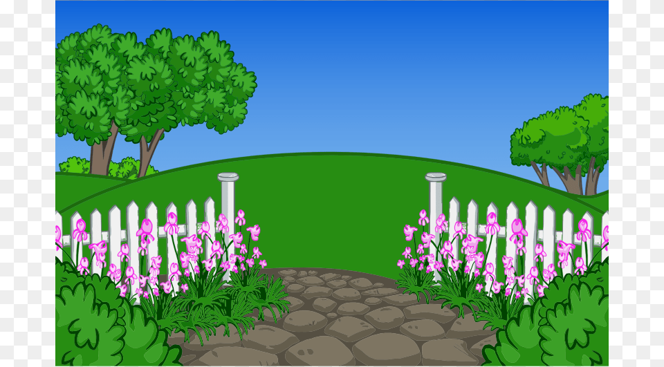 Medium Image Picket Fence Yard Clipart, Outdoors, Nature, Grass, Plant Free Png