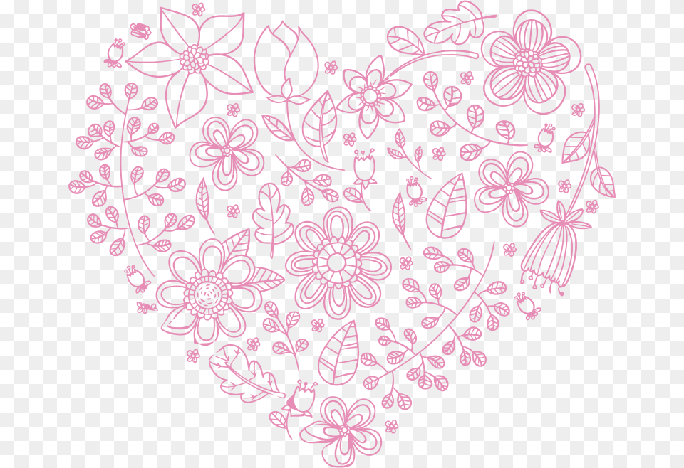 Medium Image Pink Floral Heart Design, Pattern, Art, Graphics, Floral Design Free Png