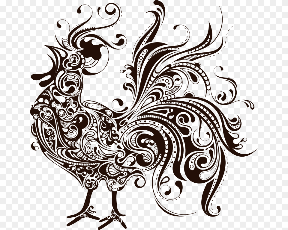 Medium Image Rooster Clipart, Art, Floral Design, Graphics, Pattern Free Png Download