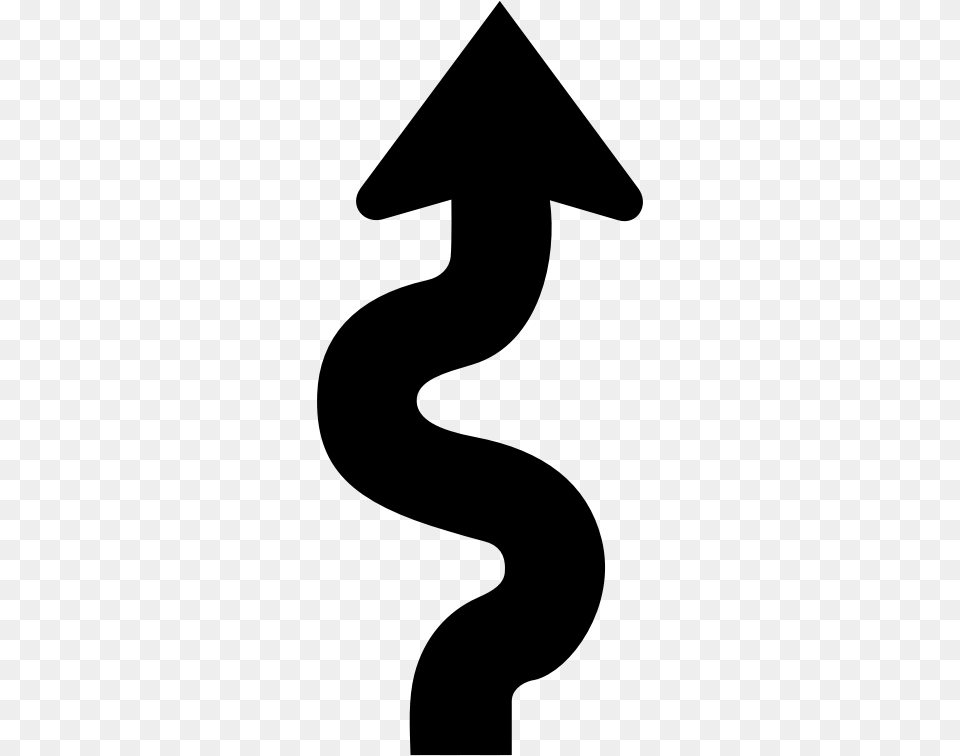 Medium Squiggly Arrow, Gray Png Image