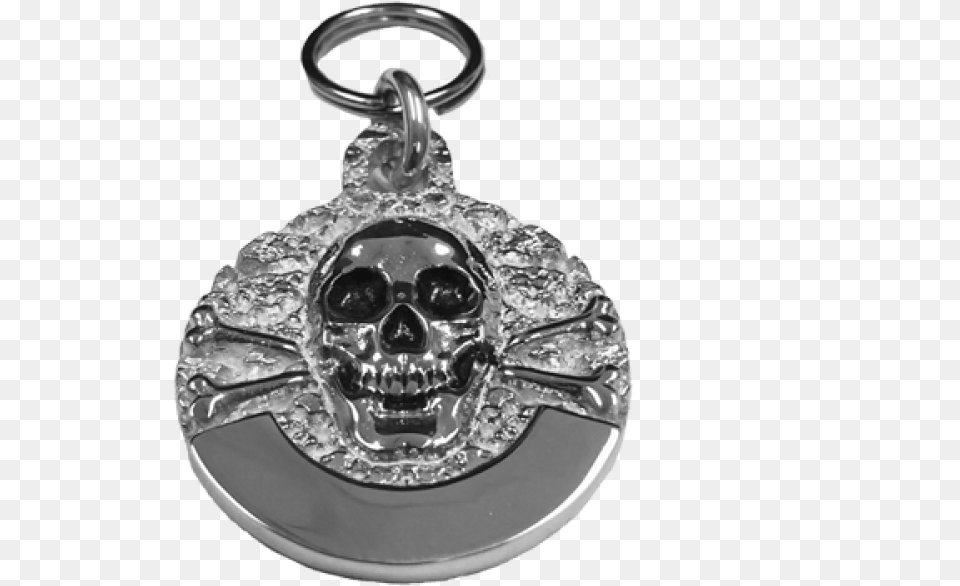 Medium Skull Amp Cross Bone Tag Sterling Silver Locket, Accessories, Pendant, Jewelry, Gemstone Png