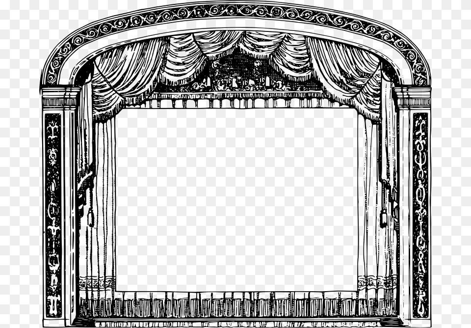 Medium Stage With Curtains Black And White, Gray Free Transparent Png