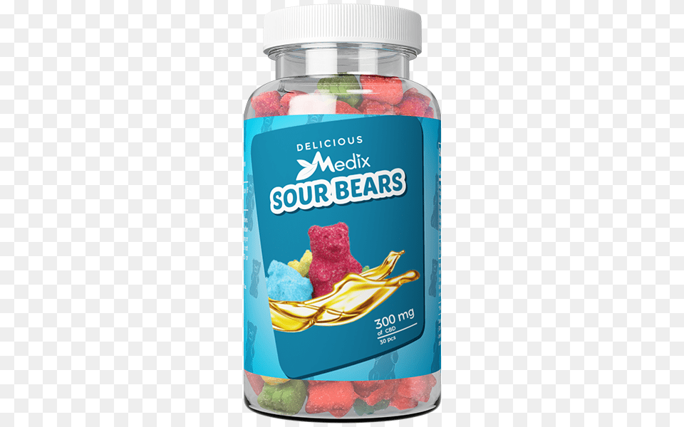 Medix Gummy Sour Bears Infused Cbd Cafe Usa, Jar, Food, Ketchup Free Png