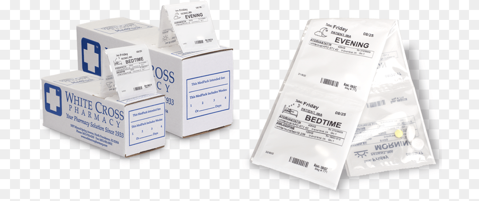 Medpack White Cross Pharmacy Medication Prescription Organized White Cross Pharmacy, Box, Text, Carton, Cardboard Free Png Download