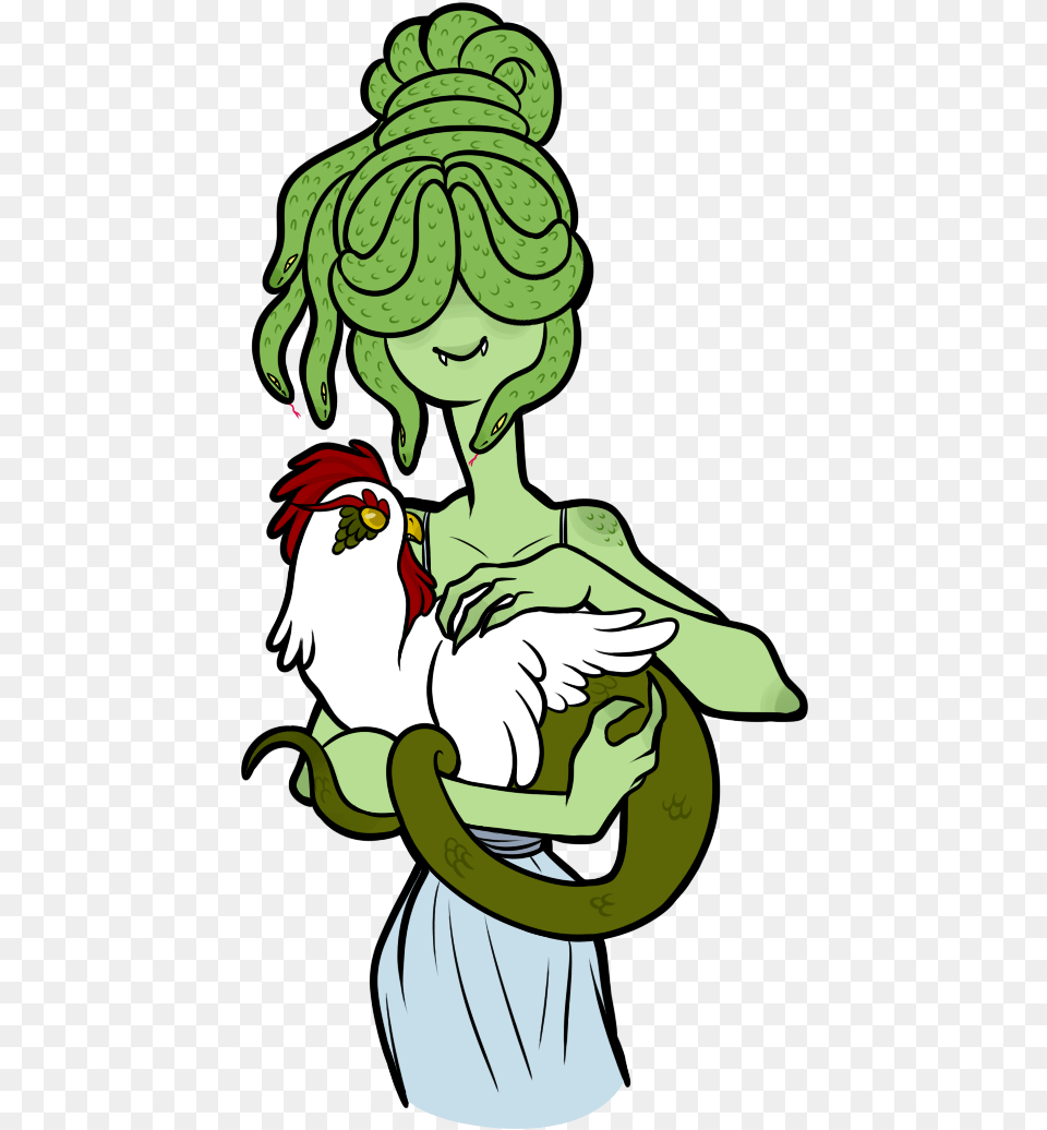 Medusa And Her Pet Cockatrice Mythical Creatures Medusa Cartoon, Person, Face, Head Free Png