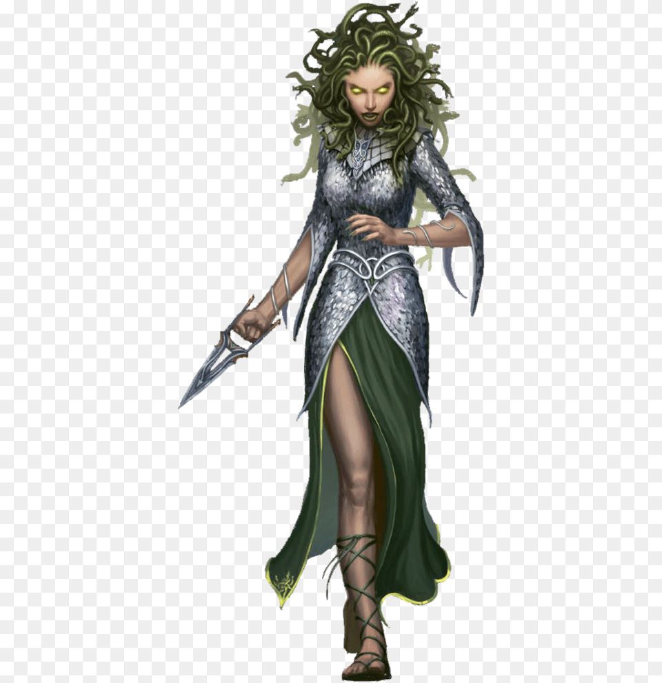 Medusa Chainmail Armor W Fist Punch Dagger Medusa Pathfinder, Adult, Person, Female, Woman Png