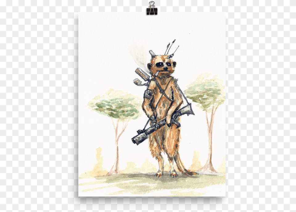 Meerkat Mercenary Scifi Poster Donkey, Art, Painting, Animal, Canine Png