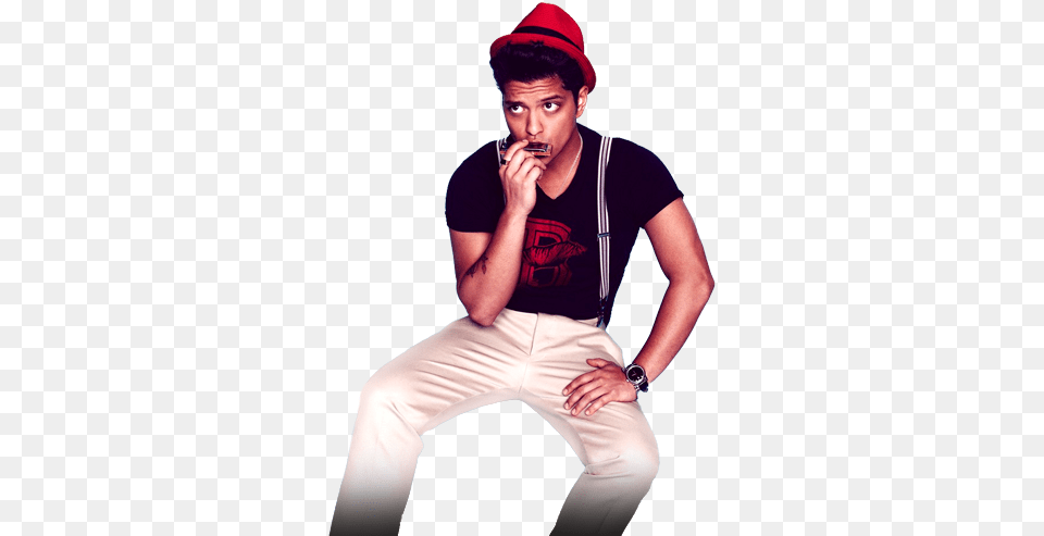 Meet Bruno Mars Bucket Lisst, Hat, Pants, Person, Face Png Image