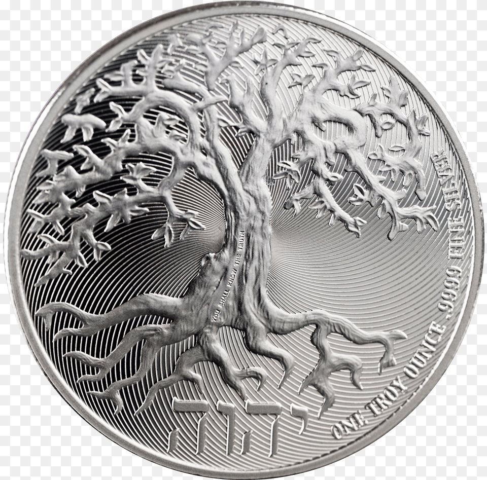 Meet Quotthe Tree Of Lifequot An Ira Eligible Silver Coin 1 Oz Tree Of Life Silver Coin, Animal, Dinosaur, Reptile, Money Free Png Download