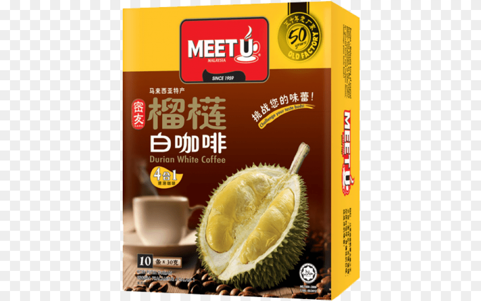 Meet U Durian White Coffee, Cup, Food, Fruit, Plant Free Png Download