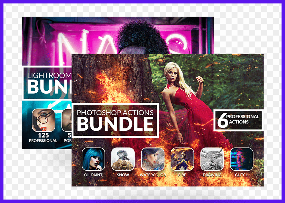 Mega Bundle With Photoshop Actions And All Lightroom Adobe Photoshop, Adult, Poster, Person, Female Free Png Download