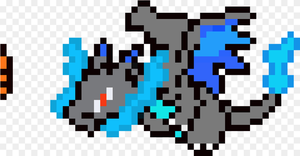 Mega Charizard X Pixel Art Clipart Pokemon Pixel Art Mega Charizard X, Pattern, Graphics, Qr Code Png Image