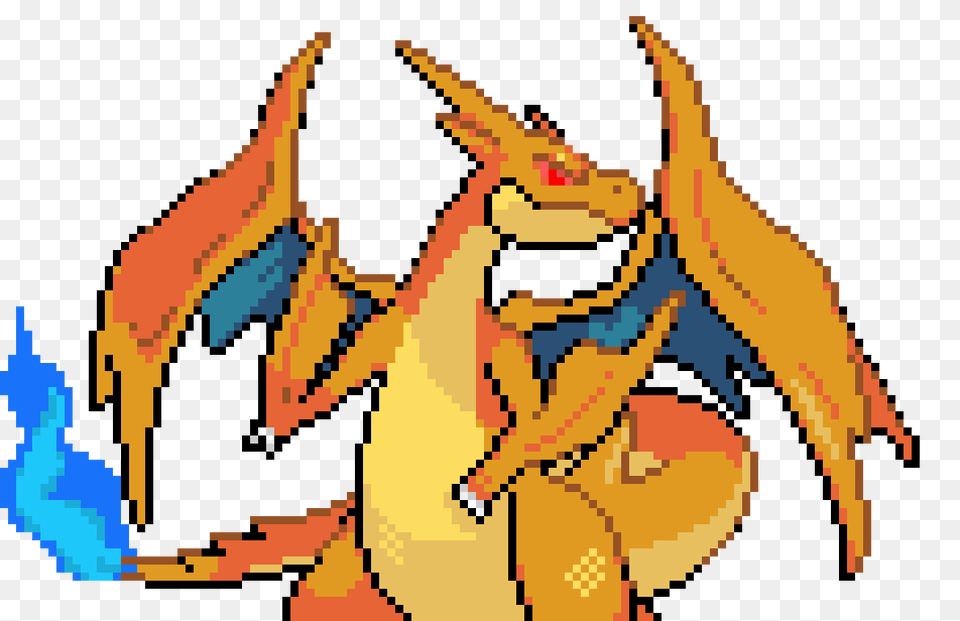 Mega Charizard Y Pokemonsters Pixel Art Maker, Animal, Dinosaur, Reptile Free Png Download