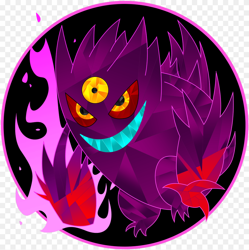 Mega Gengar, Art, Graphics, Pattern, Purple Free Png Download