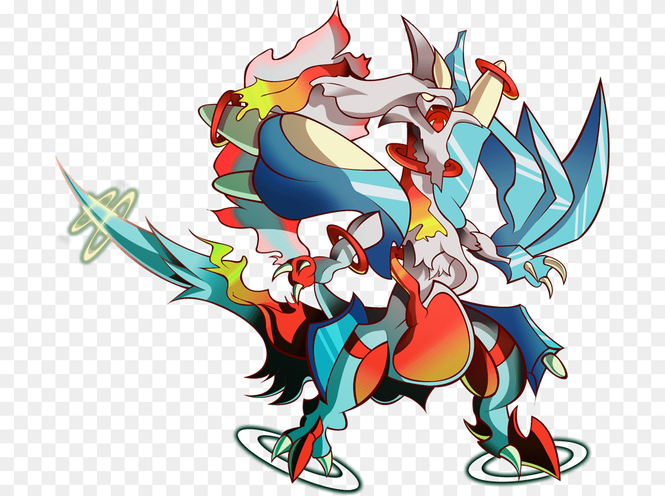 Mega Kyurem White Black And White Pokemon Clipart, Art, Graphics, Book, Comics Png Image