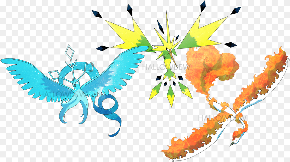 Mega Legendary Birds By Hallowdew Pokemon Mega Legendary Birds, Animal, Dinosaur, Reptile, Fish Free Png