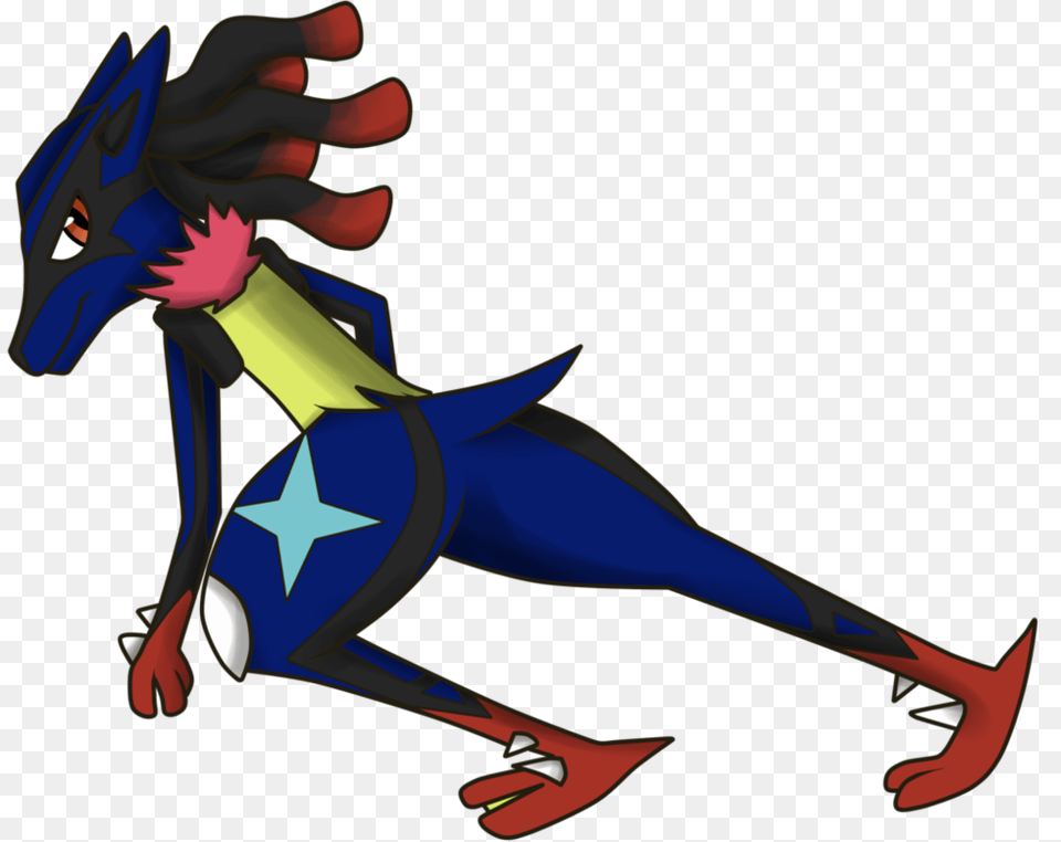 Mega Lucario Fusioned With Greninja, Animal, Fish, Sea Life, Shark Free Png Download