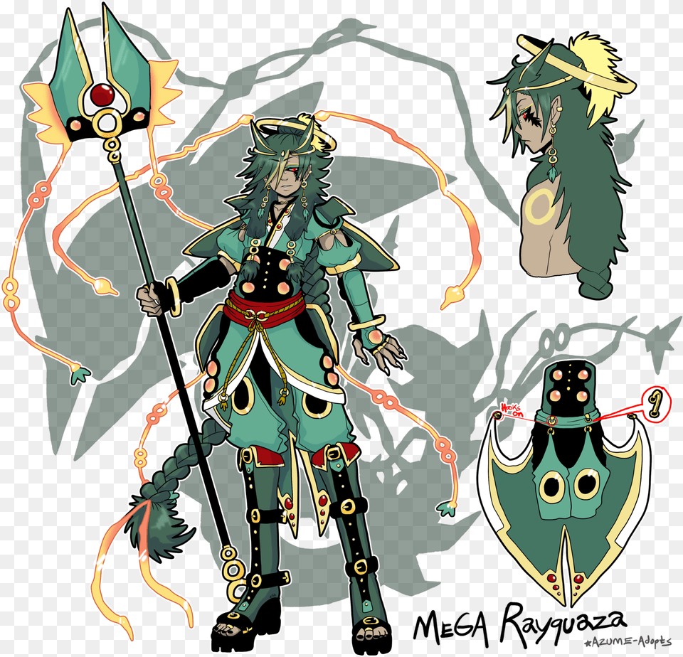 Mega Rayquaza Gijinka, Person, Weapon, Animal, Bird Free Png Download