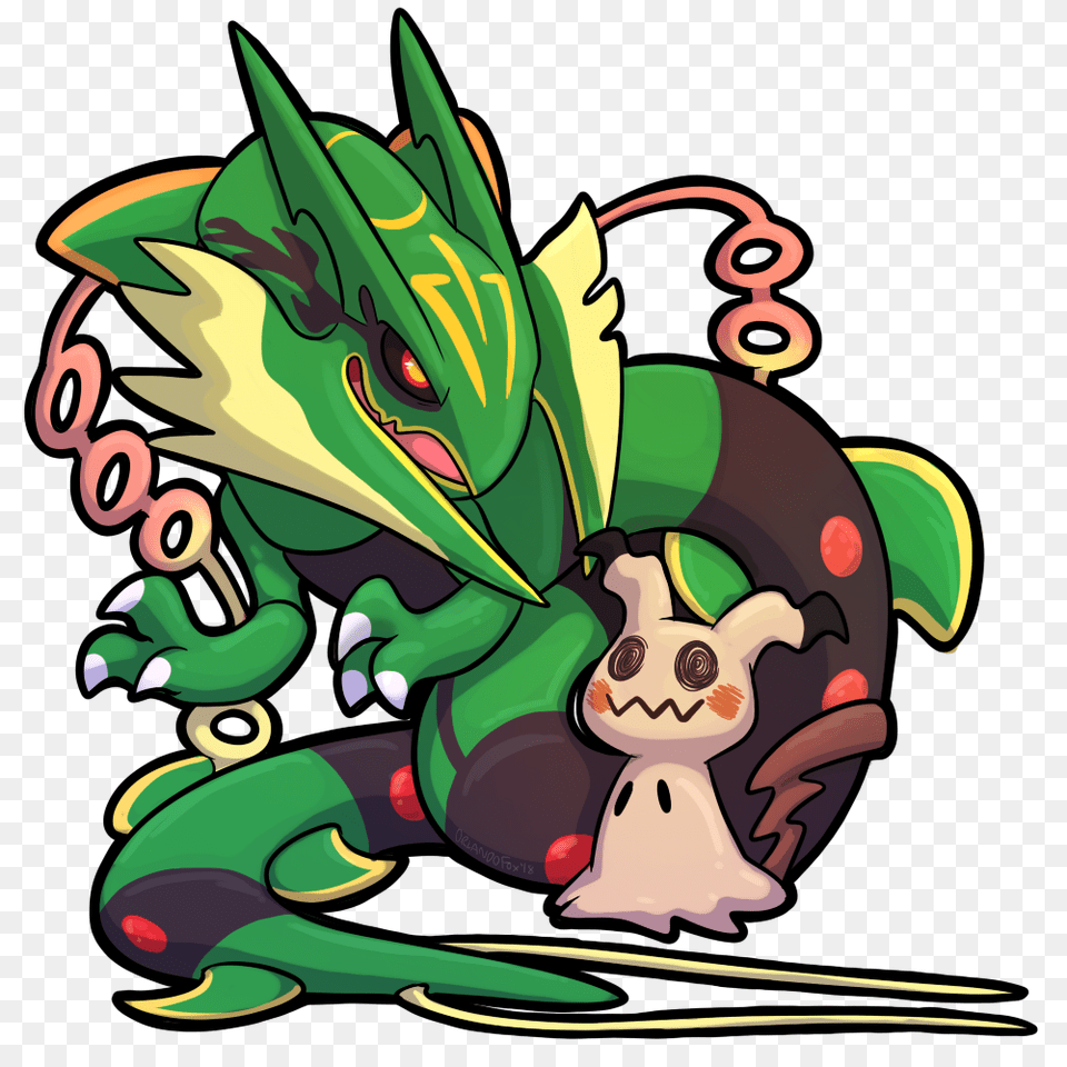 Mega Rayquaza Mimikyu Sticker, Dragon, Art, Graphics, Green Png Image