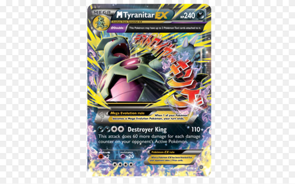 Mega Tyranitarex 4398 Ancient Origins Holo Pokemon Cards Mega Tyranitar Ex, Advertisement, Poster, Motorcycle, Transportation Free Png Download