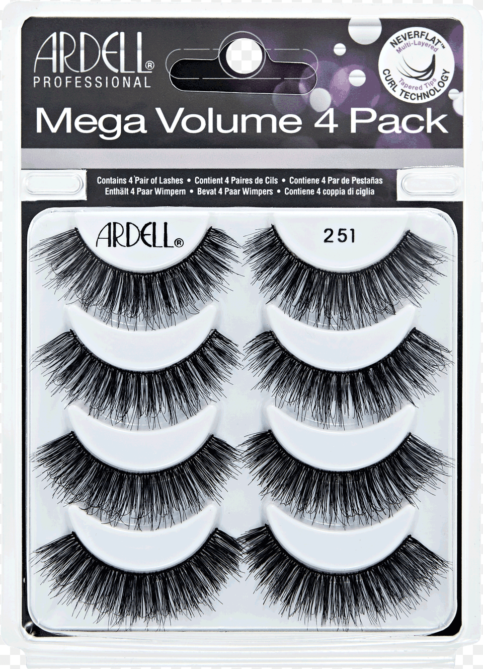 Mega Volume 251 Lashes 4 Pack Ardell Demi Wispies Black Lashes 4 Pack, Face, Head, Person, Brush Png Image