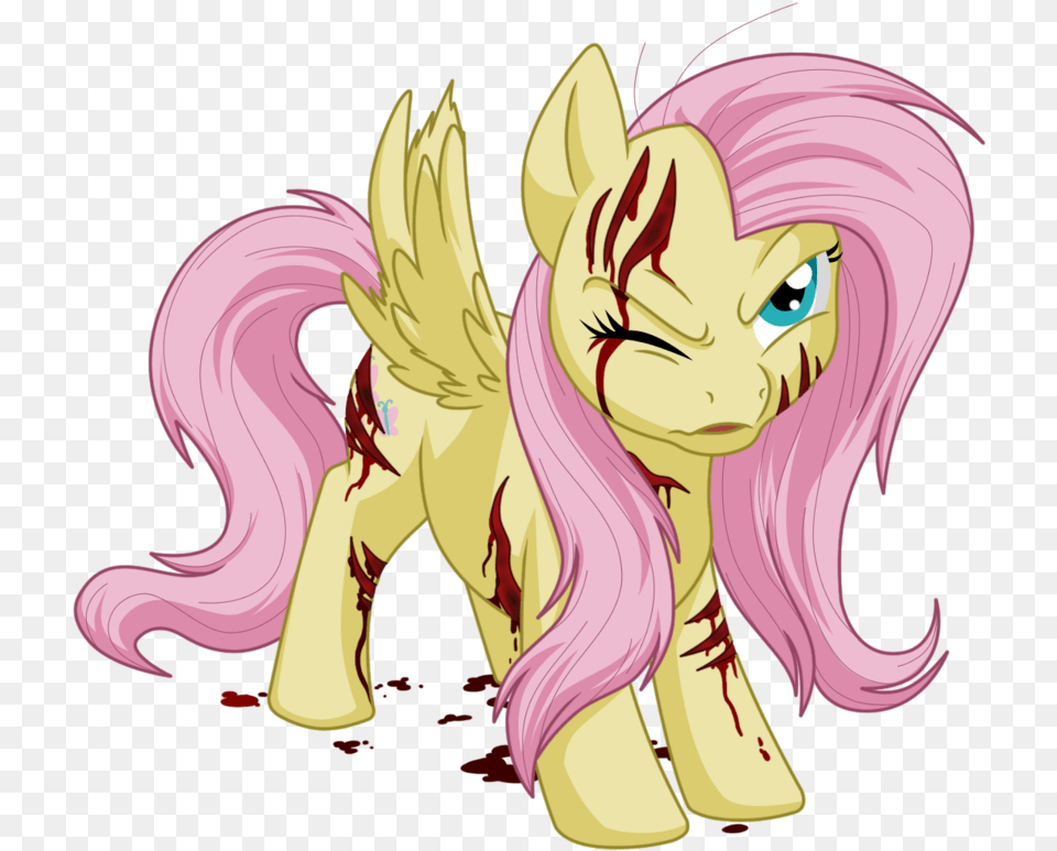 Megacreomon Blood Fluttershy Injured Scar Scratches My Little Pony Friendship Is Magic, Book, Comics, Publication, Adult Free Png Download