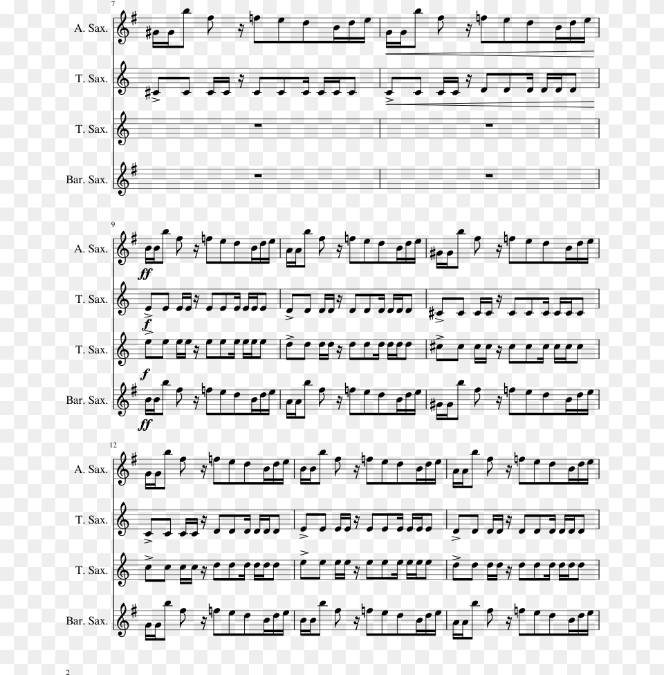 Megalovania Sheet Music Composed By Toby Fox 2 Of 7 Megalovania Tenor Sax Solo, Gray Png