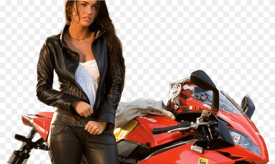 Megan Fox Transformers 2 Moto, Adult, Person, Jacket, Woman Png