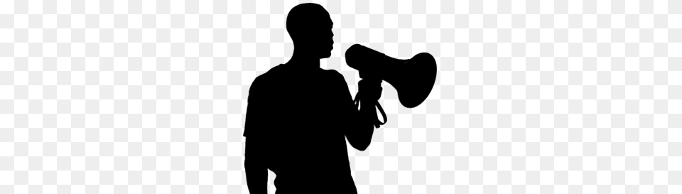 Megaphone, Silhouette, Adult, Male, Man Png Image