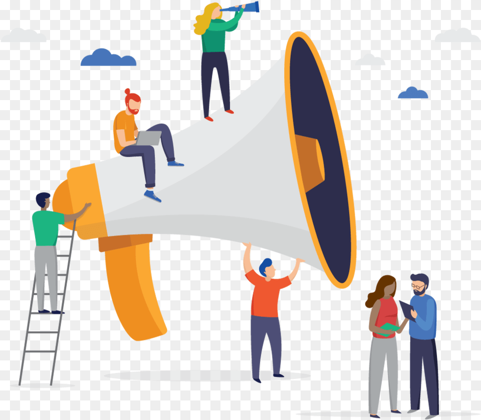 Megaphone Refer A Friend Illustration, Person, Adult, Man, Male Free Png